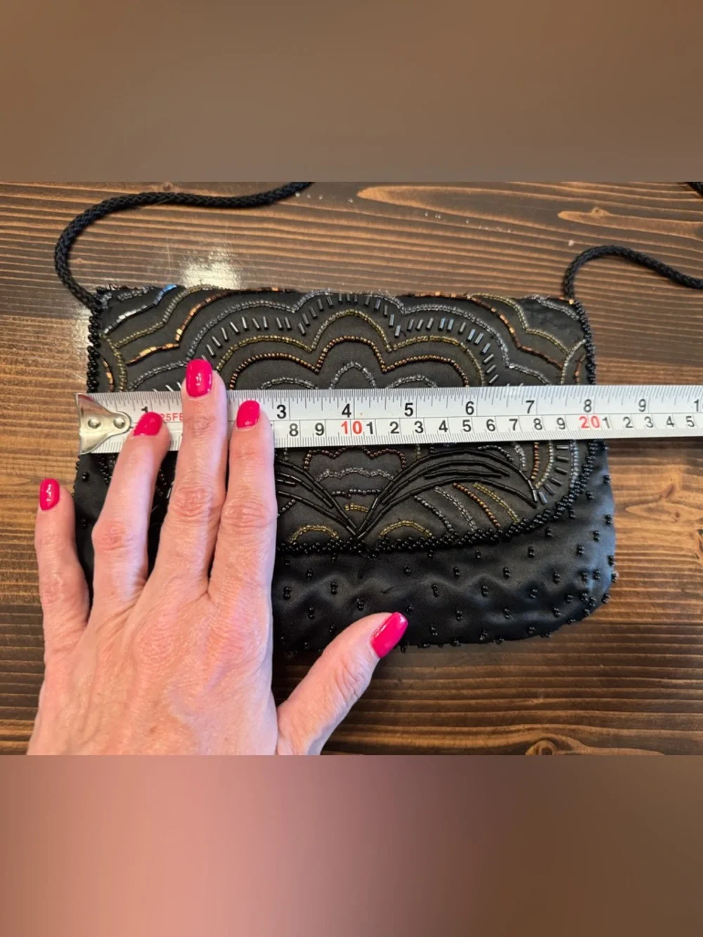 Vintage Gatsby Style Black Evening Bag with Black and Copper‎ Beading
